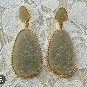 Bauble Bar Sugarfix Druzy Quartz Crystal Gold Earrings